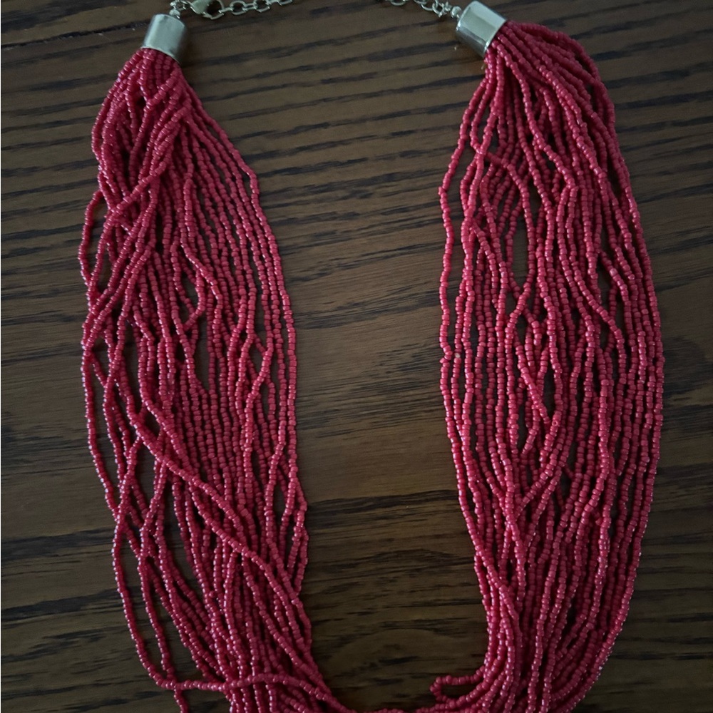 Elegant Red Beaded Necklace